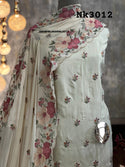 Embroidered Upada Silk Kurti With Shantoon Bottom And Chinon Dupatta-ISKWFBL0608Nk3012