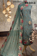 Embroidered Upada Silk Kurti With Shantoon Bottom And Chinon Dupatta-ISKWFBL0608Nk3012