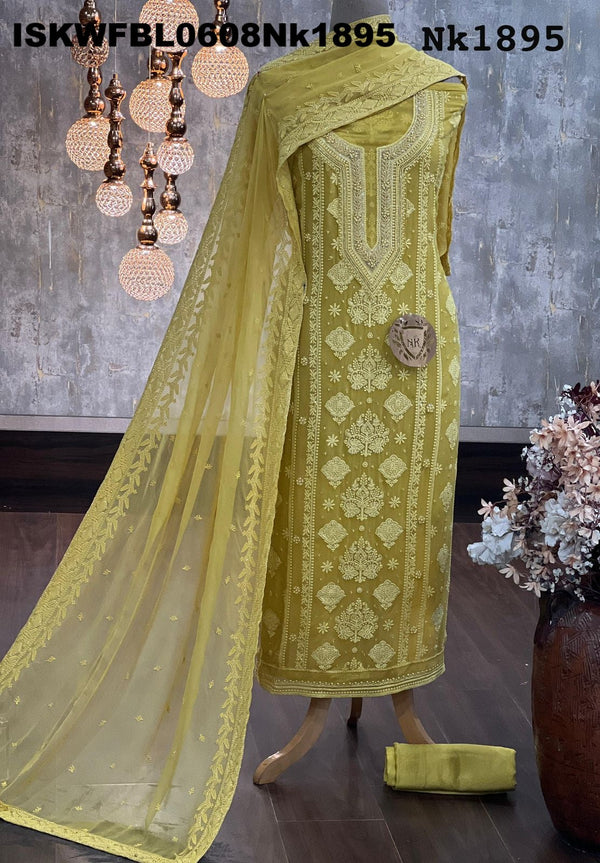 Embroidered Georgette Kurti With Shantoon Bottom And Chiffon Dupatta-ISKWFBL0608Nk1895