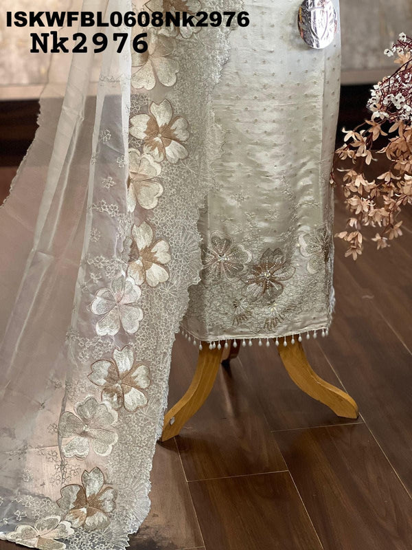 Shimmer Jacquard Weaving Kurti With Shantoon Bottom And Organza Dupatta-ISKWFBL0608Nk2976