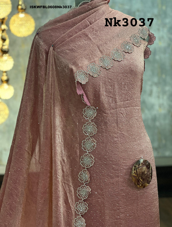 Embroidered Crush Shimmer Kurti With Shantoon Bottom And Dupatta-ISKWFBL0608Nk3037