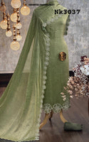 Embroidered Crush Shimmer Kurti With Shantoon Bottom And Dupatta-ISKWFBL0608Nk3037