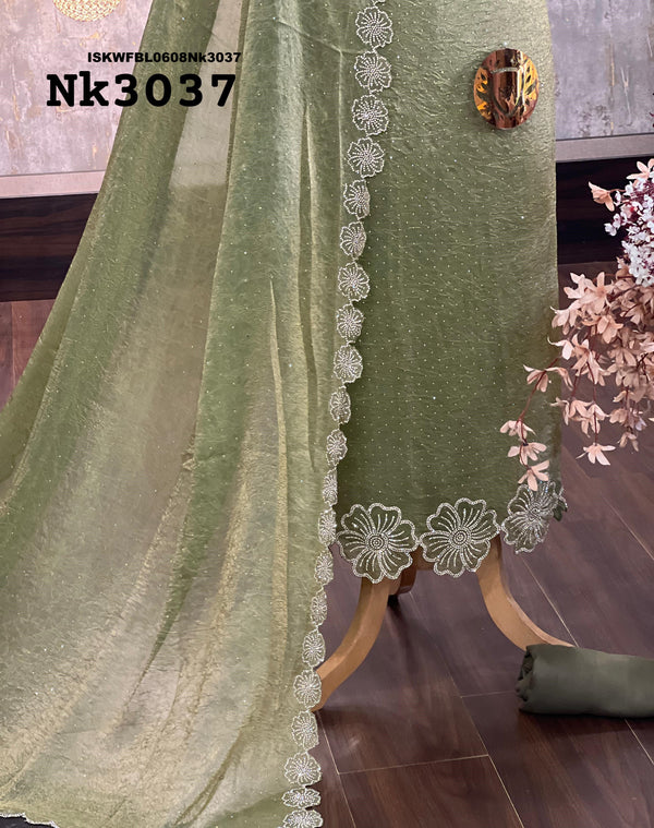 Embroidered Crush Shimmer Kurti With Shantoon Bottom And Dupatta-ISKWFBL0608Nk3037