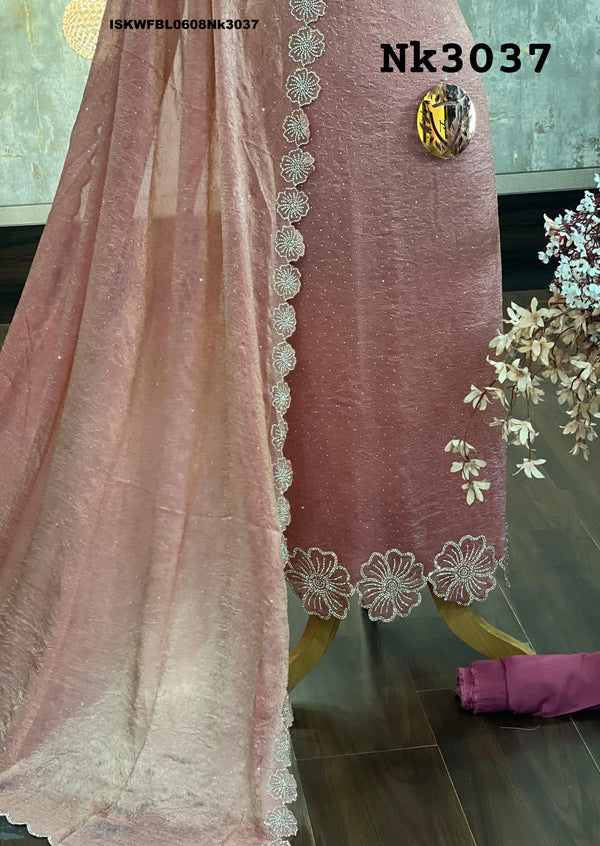 Embroidered Crush Shimmer Kurti With Shantoon Bottom And Dupatta-ISKWFBL0608Nk3037