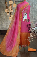 Embroidered Malmal Chanderi Kurti With Bottom And Dupatta-ISKWFBL060835007
