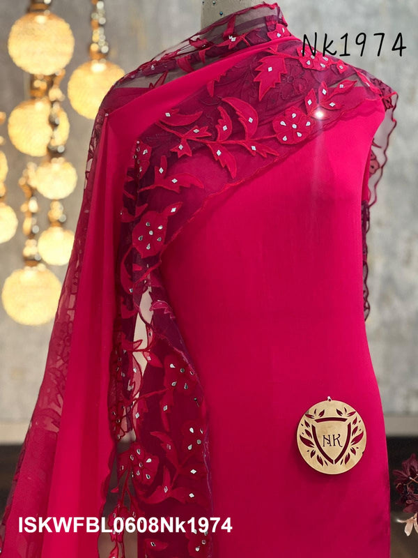 Embroidered Georgette Kurti With Dupatta-ISKWFBL0608Nk1974