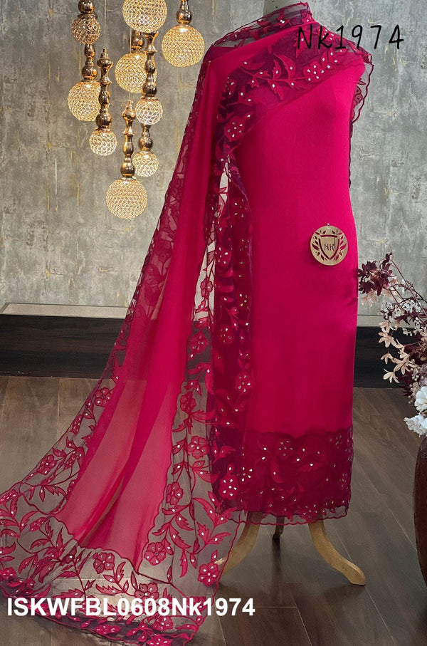 Embroidered Georgette Kurti With Dupatta-ISKWFBL0608Nk1974
