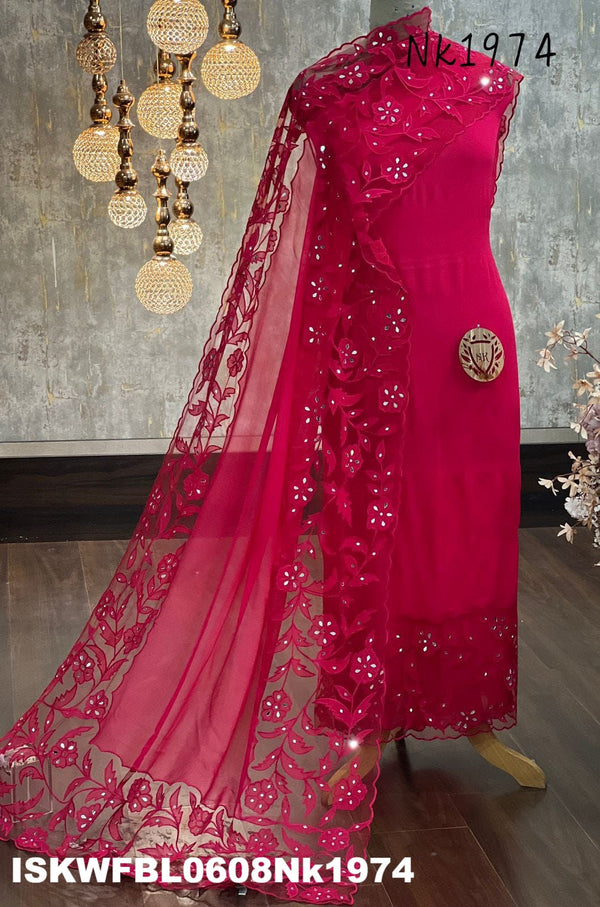 Embroidered Georgette Kurti With Dupatta-ISKWFBL0608Nk1974