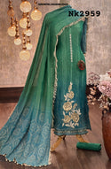 Ombre Digital Printed Crush Tissue Kurti With Upada Silk Bottom And Dupatta-ISKWFBL0608Nk2959