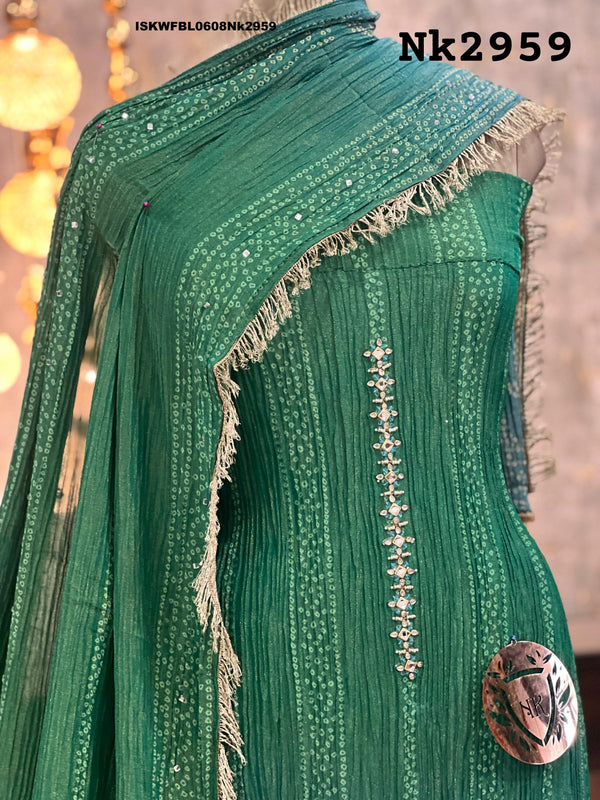 Ombre Digital Printed Crush Tissue Kurti With Upada Silk Bottom And Dupatta-ISKWFBL0608Nk2959