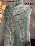 Striped Shimmer Organza Kurti With Shantoon Bottom And Digital Printed Organza Dupatta-ISKWFBL0608Nk3035