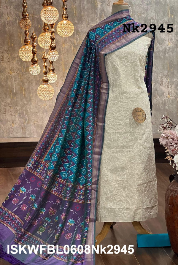 Handloom Cotton Kurti With Cotton Bottom And Patola Printed Dupatta-ISKWFBL0608Nk2945