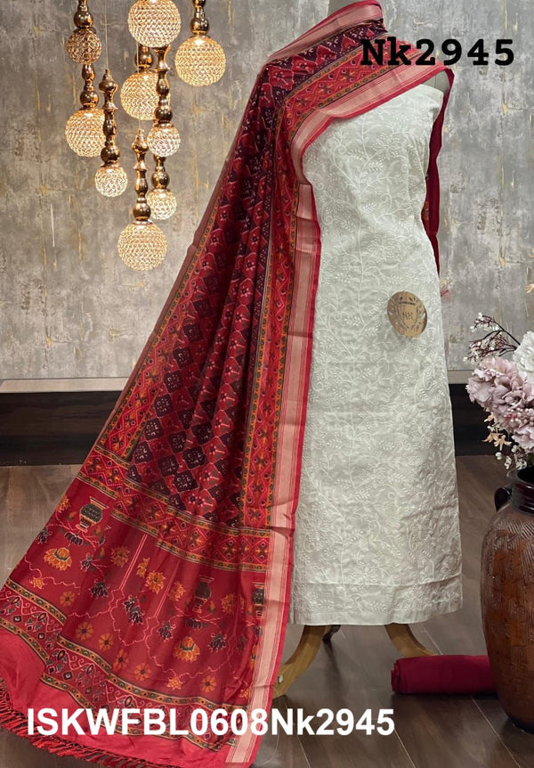 Handloom Cotton Kurti With Cotton Bottom And Patola Printed Dupatta-ISKWFBL0608Nk2945