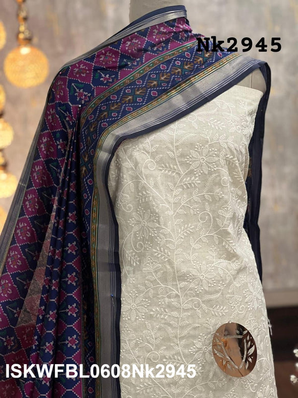 Handloom Cotton Kurti With Cotton Bottom And Patola Printed Dupatta-ISKWFBL0608Nk2945
