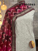 Handloom Cotton Kurti With Cotton Bottom And Patola Printed Dupatta-ISKWFBL0608Nk2945