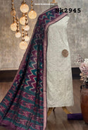 Handloom Cotton Kurti With Cotton Bottom And Patola Printed Dupatta-ISKWFBL0608Nk2945