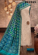 Handloom Cotton Kurti With Cotton Bottom And Patola Printed Dupatta-ISKWFBL0608Nk2945