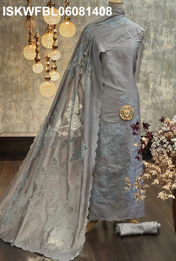 Embroidered Chanderi Silk Kurti With Shantoon Bottom And Dupatta-ISKWFBL06081408