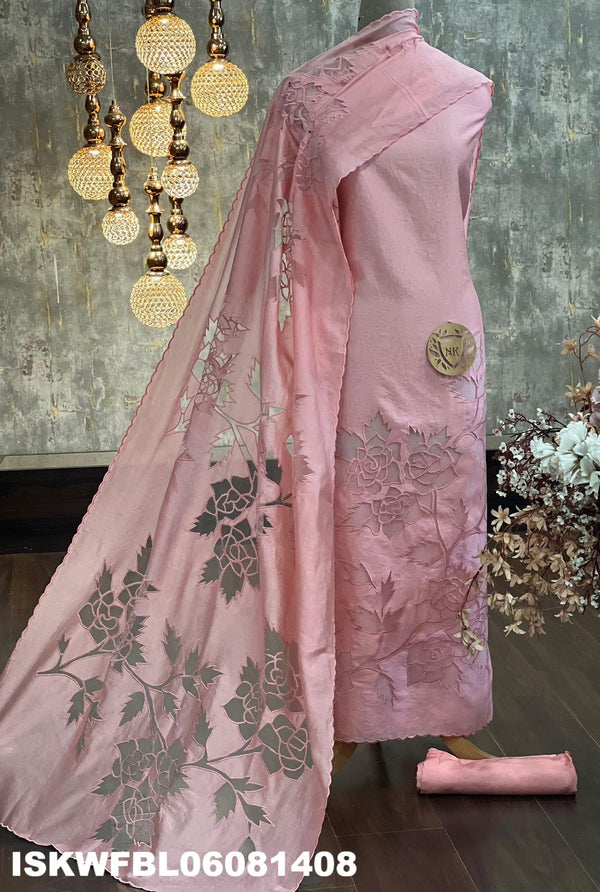 Embroidered Chanderi Silk Kurti With Shantoon Bottom And Dupatta-ISKWFBL06081408