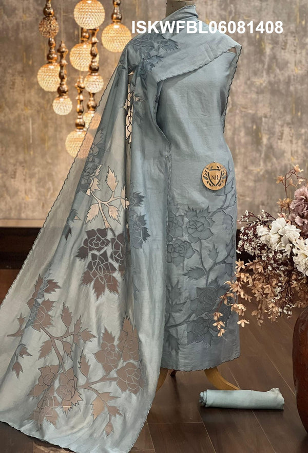Embroidered Chanderi Silk Kurti With Shantoon Bottom And Dupatta-ISKWFBL06081408