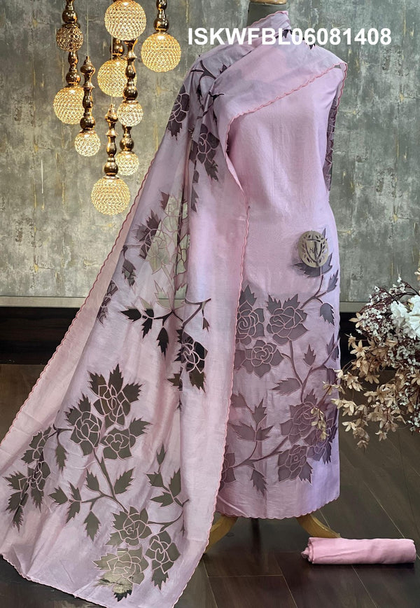 Embroidered Chanderi Silk Kurti With Shantoon Bottom And Dupatta-ISKWFBL06081408