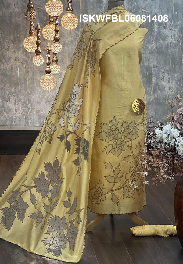 Embroidered Chanderi Silk Kurti With Shantoon Bottom And Dupatta-ISKWFBL06081408