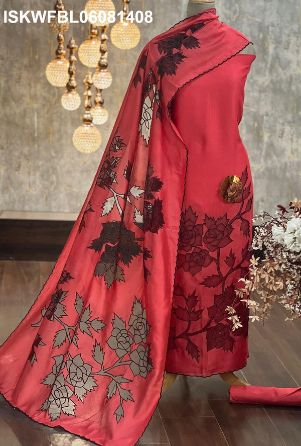 Embroidered Chanderi Silk Kurti With Shantoon Bottom And Dupatta-ISKWFBL06081408