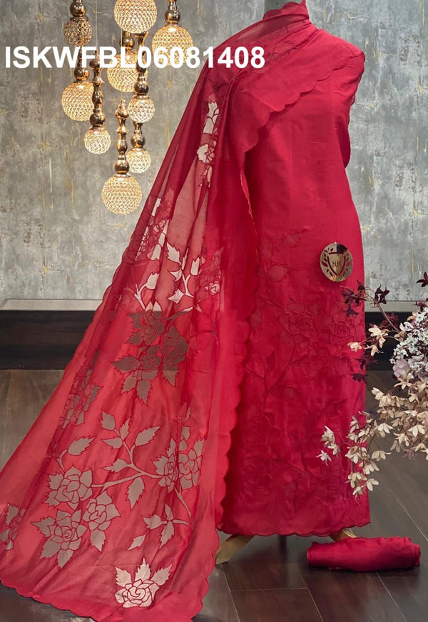 Embroidered Chanderi Silk Kurti With Shantoon Bottom And Dupatta-ISKWFBL06081408
