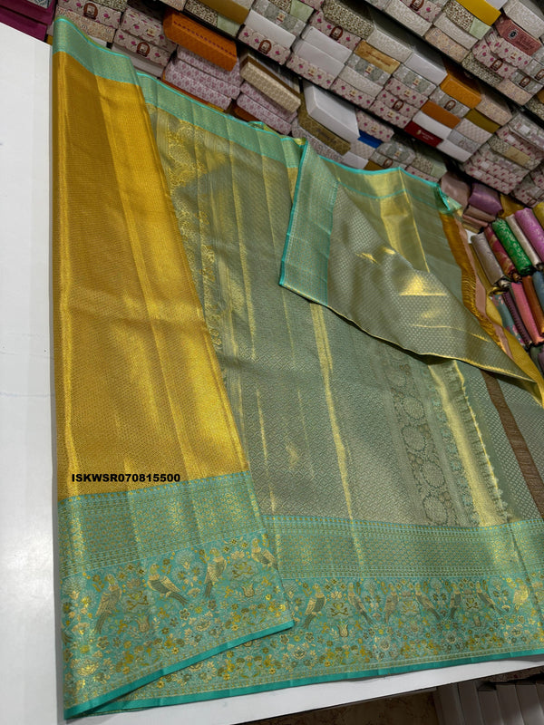 Handloom Silk Saree With Contrast Blouse-ISKWSR070815500