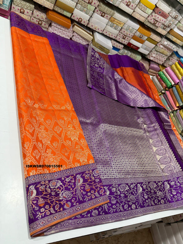Handloom Silk Saree With Contrast Blouse-ISKWSR070815501