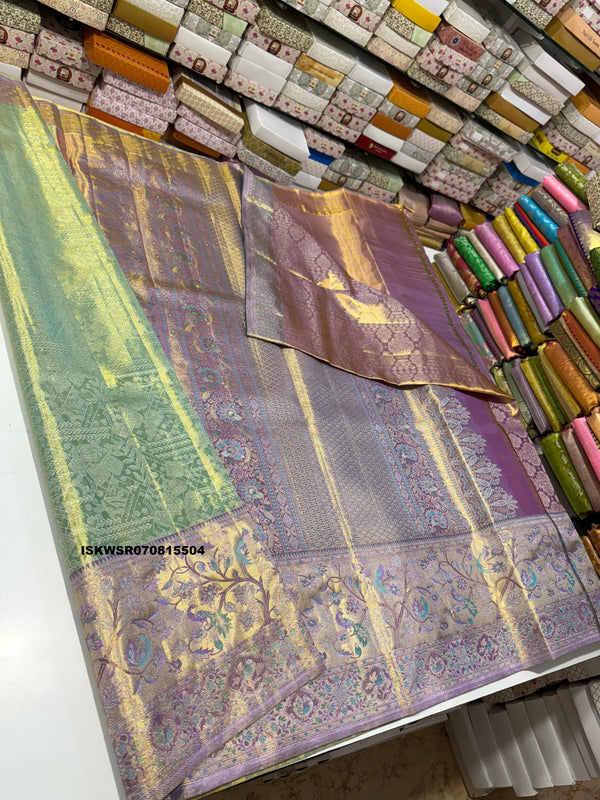 Handloom Silk Saree With Contrast Blouse-ISKWSR070815504