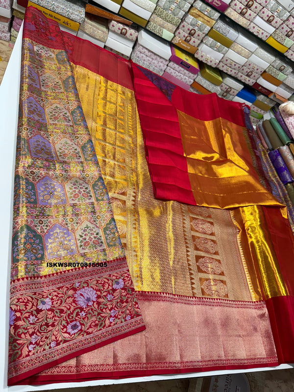 Handloom Silk Saree With Contrast Blouse-ISKWSR070815505