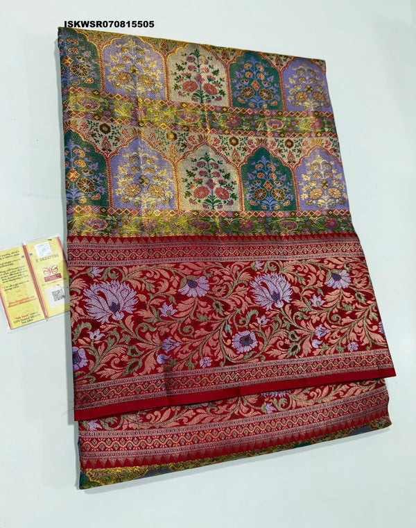 Handloom Silk Saree With Contrast Blouse-ISKWSR070815505