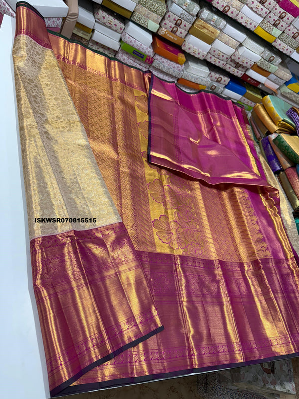Handloom Silk Saree With Contrast Blouse-ISKWSR070815515