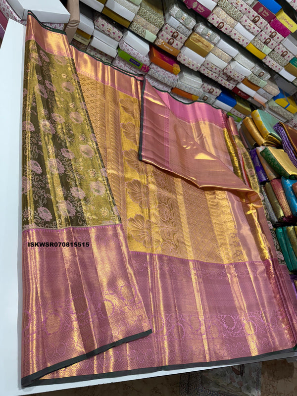 Handloom Silk Saree With Contrast Blouse-ISKWSR070815515