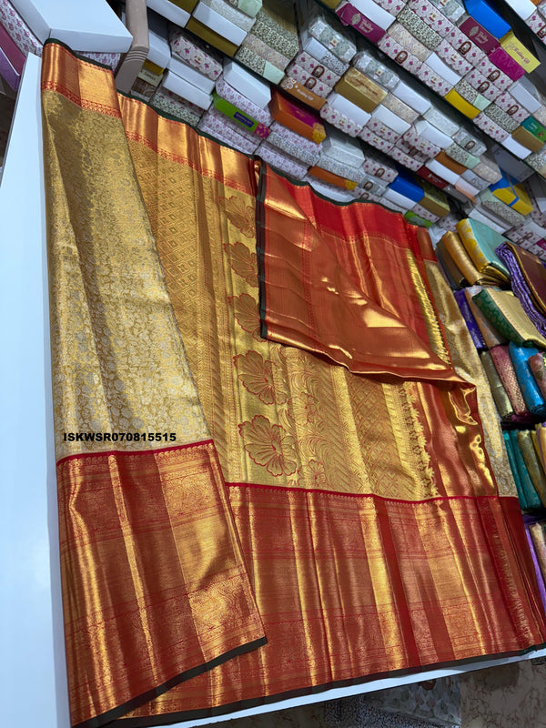 Handloom Silk Saree With Contrast Blouse-ISKWSR070815515
