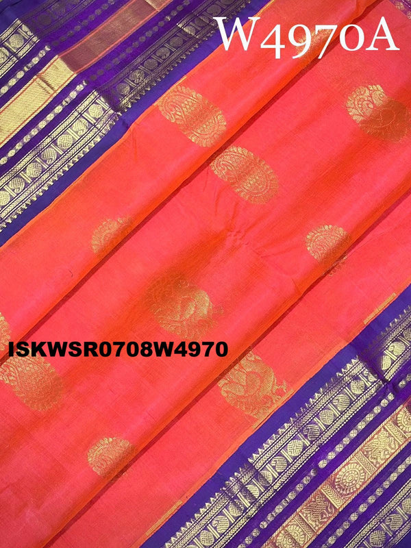 Handloom Silk Saree With Contrast Blouse-ISKWSR0708W4970