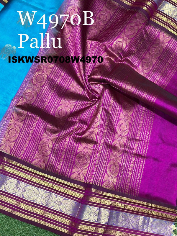 Handloom Silk Saree With Contrast Blouse-ISKWSR0708W4970