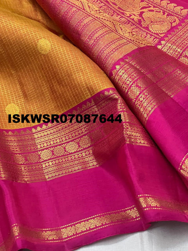 Kanchipuram Handloom Silk Saree With Contrast Blouse-ISKWSR07087644