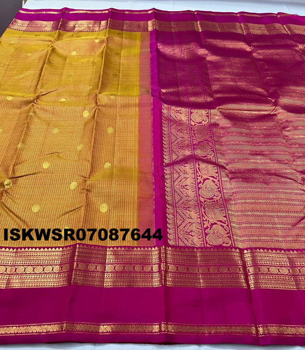 Kanchipuram Handloom Silk Saree With Contrast Blouse-ISKWSR07087644
