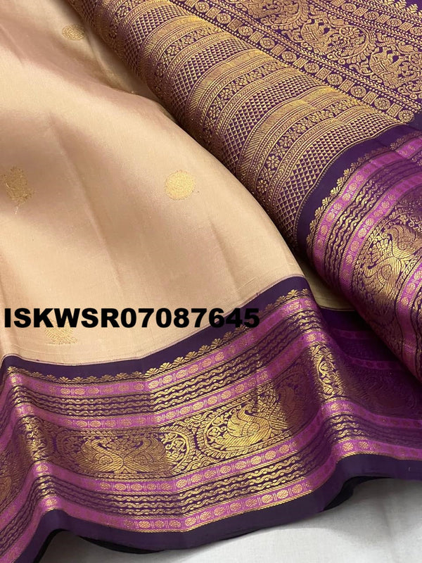 Kanchipuram Handloom Silk Saree With Contrast Blouse-ISKWSR07087645