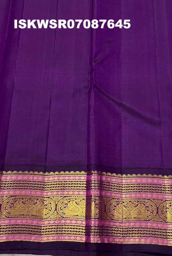 Kanchipuram Handloom Silk Saree With Contrast Blouse-ISKWSR07087645