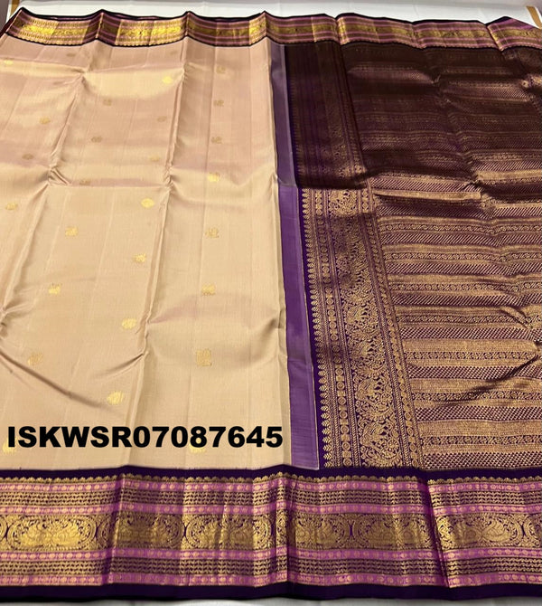 Kanchipuram Handloom Silk Saree With Contrast Blouse-ISKWSR07087645