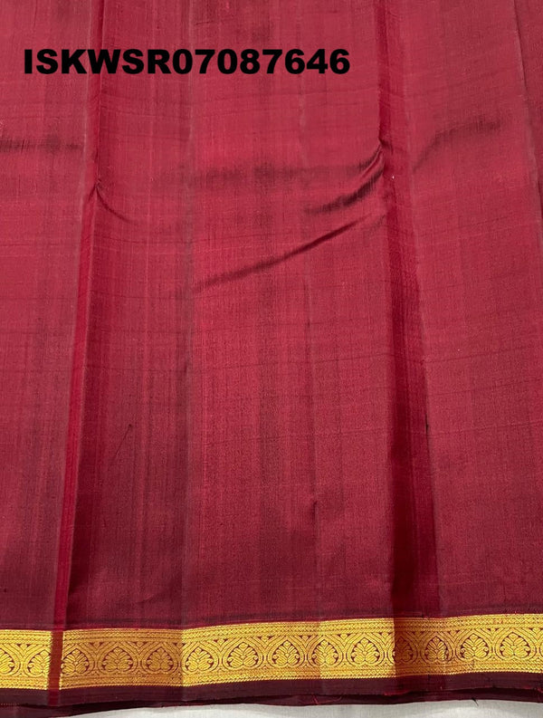 Kanchipuram Handloom Silk Saree With Contrast Blouse-ISKWSR07087646