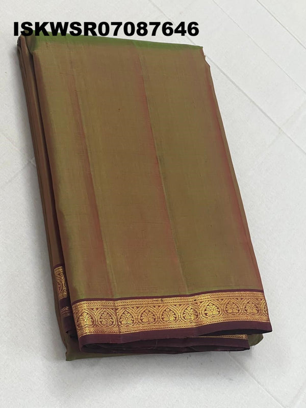 Kanchipuram Handloom Silk Saree With Contrast Blouse-ISKWSR07087646