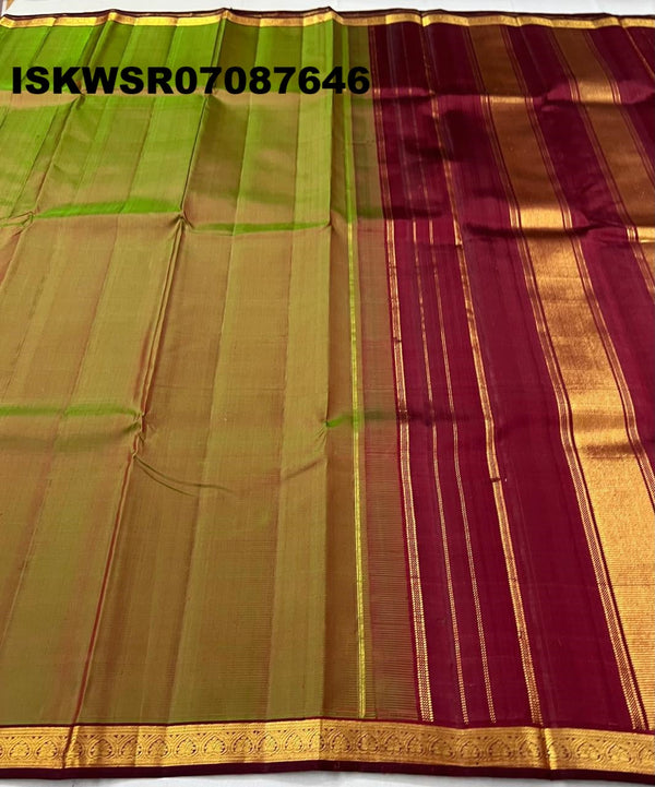 Kanchipuram Handloom Silk Saree With Contrast Blouse-ISKWSR07087646