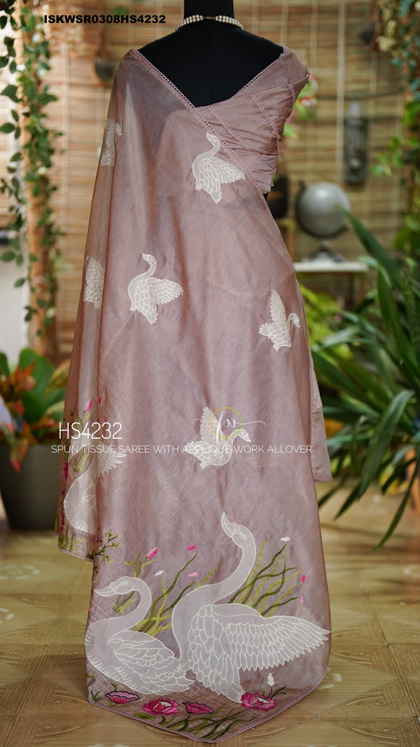 Blooming Lotus Tissue Saree With Blouse-ISKWSR0308HS4232