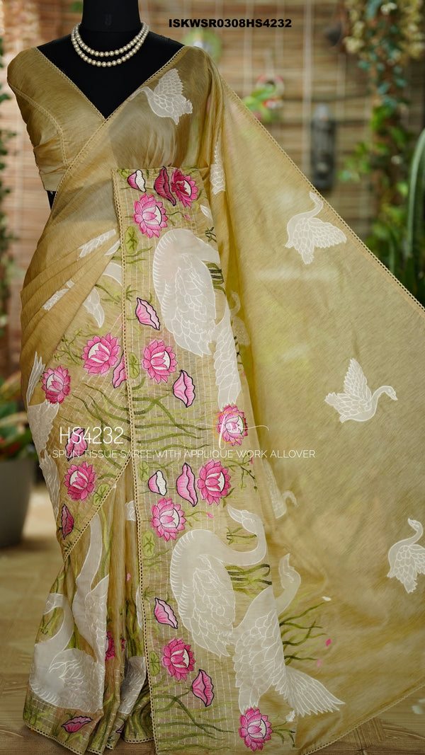 Blooming Lotus Tissue Saree With Blouse-ISKWSR0308HS4232