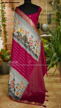 Pichwai Digital Printed Mysore Crepe Silk Saree With Blouse-ISKWSR0308HS4228