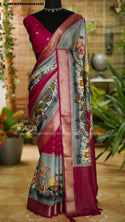 Pichwai Digital Printed Mysore Crepe Silk Saree With Blouse-ISKWSR0308HS4228